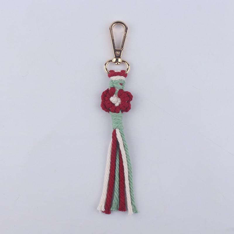 Wholesale Handmade Cotton Thread Woven Cartoon Flower Keychain